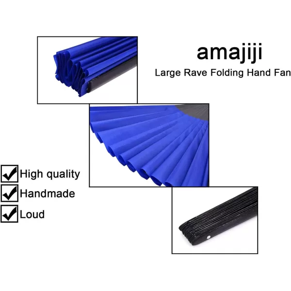 Amajiji Large Folding Hand Rave Fan for WomenMen ChineaseJapanese Bamboo and NylonCloth Folding Hand Fan for Performance Festival Events Gift Craft Dance Decorations BlackBlue