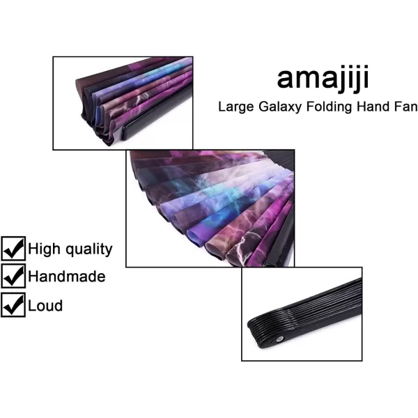 Amajiji Large Galaxy Folding Fan ChineaseJapanese Folding NylonCloth Hand Fan Hand Folding Fans for WomenMen Hand Fan Festival Gift Fan Craft fan Folding Fan Dance Fan AM5Am5