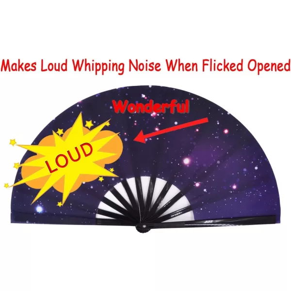 Amajiji Large Galaxy Folding Fan ChineaseJapanese Folding NylonCloth Hand Fan Hand Folding Fans for WomenMen Hand Fan Festival Gift Fan Craft fan Folding Fan Dance Fan AM5Am3