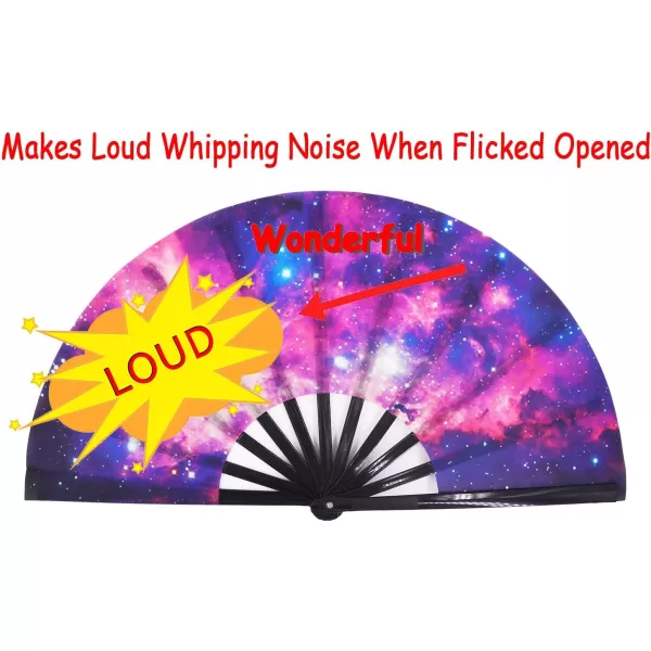Amajiji Large Galaxy Folding Fan ChineaseJapanese Folding NylonCloth Hand Fan Hand Folding Fans for WomenMen Hand Fan Festival Gift Fan Craft fan Folding Fan Dance Fan AM5Am2