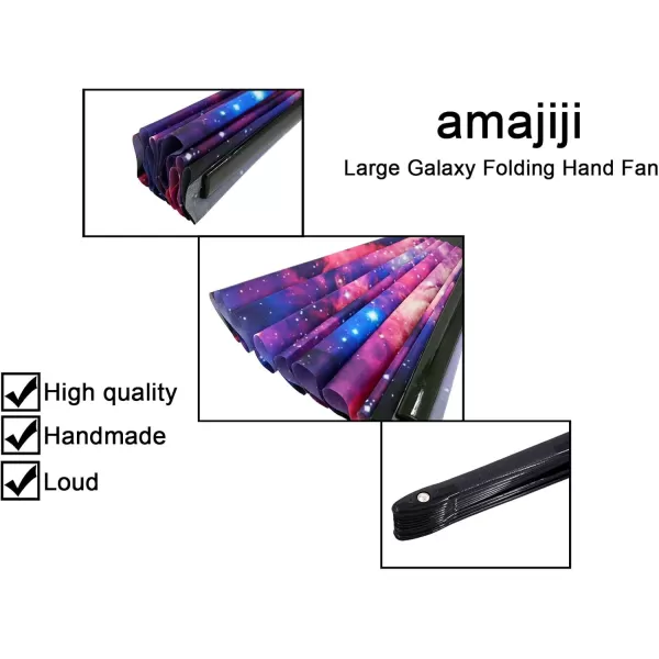 Amajiji Large Galaxy Folding Fan ChineaseJapanese Folding NylonCloth Hand Fan Hand Folding Fans for WomenMen Hand Fan Festival Gift Fan Craft fan Folding Fan Dance Fan AM5Am2