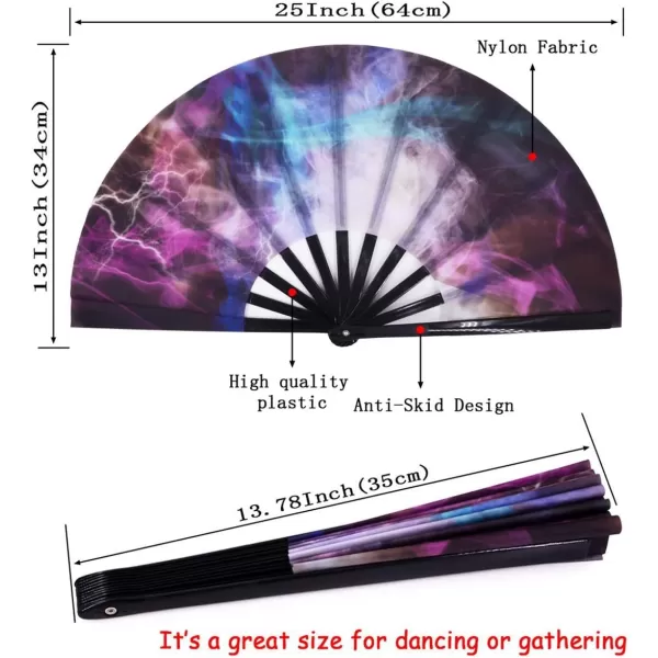 Amajiji Large Galaxy Folding Fan ChineaseJapanese Folding NylonCloth Hand Fan Hand Folding Fans for WomenMen Hand Fan Festival Gift Fan Craft fan Folding Fan Dance Fan AM5Am5