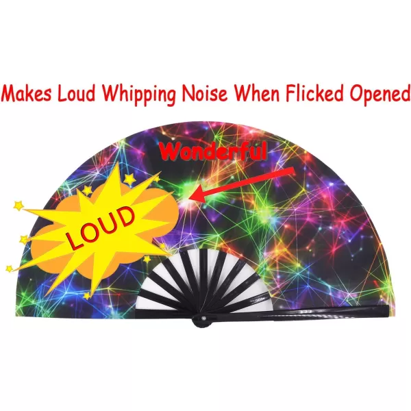 Amajiji Large Galaxy Folding Fan ChineaseJapanese Folding NylonCloth Hand Fan Hand Folding Fans for WomenMen Hand Fan Festival Gift Fan Craft fan Folding Fan Dance Fan AM5Am1