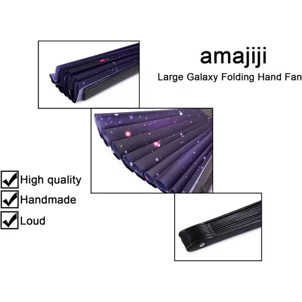 Amajiji Large Galaxy Folding Fan ChineaseJapanese Folding NylonCloth Hand Fan Hand Folding Fans for WomenMen Hand Fan Festival Gift Fan Craft fan Folding Fan Dance Fan AM5Am3