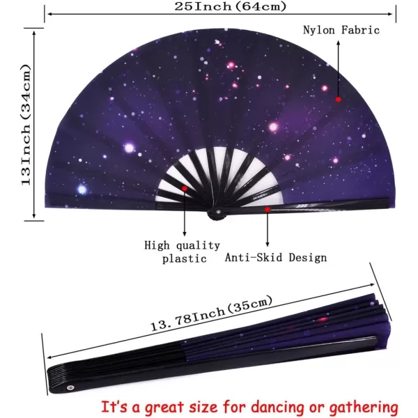 Amajiji Large Galaxy Folding Fan ChineaseJapanese Folding NylonCloth Hand Fan Hand Folding Fans for WomenMen Hand Fan Festival Gift Fan Craft fan Folding Fan Dance Fan AM5Am3