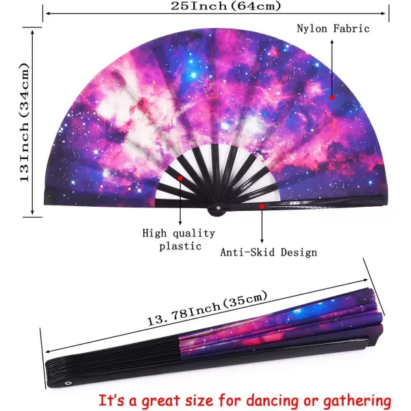 Amajiji Large Galaxy Folding Fan ChineaseJapanese Folding NylonCloth Hand Fan Hand Folding Fans for WomenMen Hand Fan Festival Gift Fan Craft fan Folding Fan Dance Fan AM5Am2