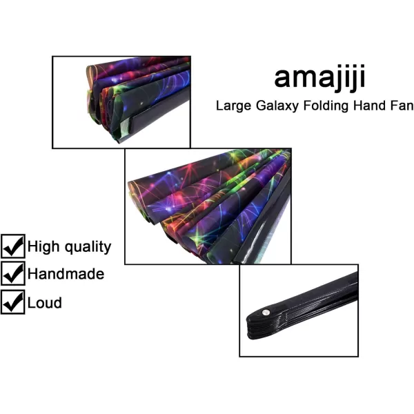 Amajiji Large Galaxy Folding Fan ChineaseJapanese Folding NylonCloth Hand Fan Hand Folding Fans for WomenMen Hand Fan Festival Gift Fan Craft fan Folding Fan Dance Fan AM5Am1