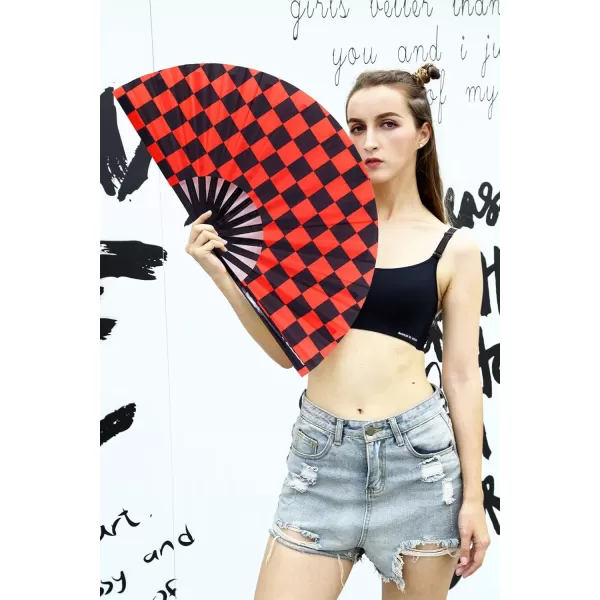 Amajiji Large Hand Folding Fans 13 Inch Bamboo Rave Festival Folding Fan for Women and Men Loud Clack Fan for Decoration Festival Gift Performance Party Dance otateSquare