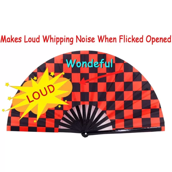 Amajiji Large Hand Folding Fans 13 Inch Bamboo Rave Festival Folding Fan for Women and Men Loud Clack Fan for Decoration Festival Gift Performance Party Dance otateSquare