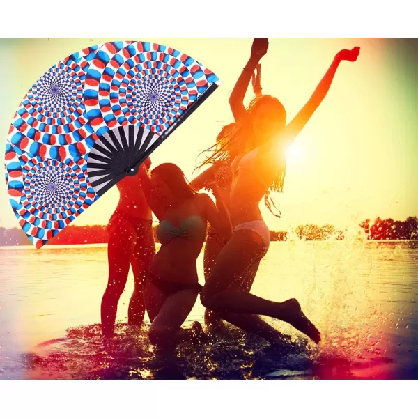 Amajiji Large Hand Folding Fans 13 Inch Bamboo Rave Festival Folding Fan for Women and Men Loud Clack Fan for Decoration Festival Gift Performance Party Dance otateotate