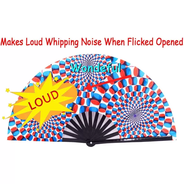 Amajiji Large Hand Folding Fans 13 Inch Bamboo Rave Festival Folding Fan for Women and Men Loud Clack Fan for Decoration Festival Gift Performance Party Dance otateotate