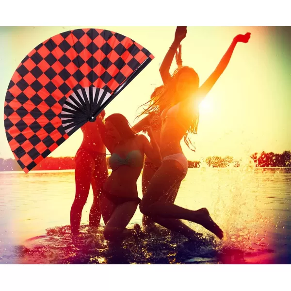 Amajiji Large Hand Folding Fans 13 Inch Bamboo Rave Festival Folding Fan for Women and Men Loud Clack Fan for Decoration Festival Gift Performance Party Dance otateSquare