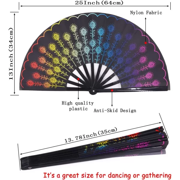 Amajiji Large Peacock Folding Fan ChineaseJapanese Folding NylonCloth Hand Fan Hand Folding Fans for WomenMen Hand Fan Festival Gift Fan Craft Fan Folding Fan Dance Fan Multi Color