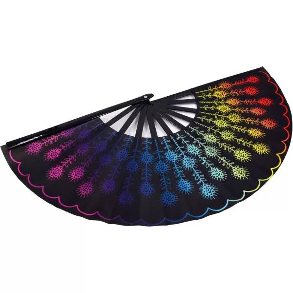 Amajiji Large Peacock Folding Fan ChineaseJapanese Folding NylonCloth Hand Fan Hand Folding Fans for WomenMen Hand Fan Festival Gift Fan Craft Fan Folding Fan Dance Fan Multi Color
