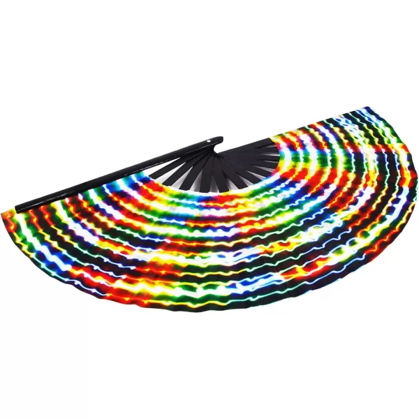 Amajiji Large Rave Folding Hand Fan for MenWomen ChineaseJapanese Bamboo Hand Fan Festival Accessories Performance Decoration Gift Dance Handheld Fan Electromagnetic LightElectromagnetic Light