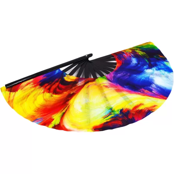 Amajiji Large Rave Folding Hand Fan for MenWomen ChineaseJapanese Bamboo Hand Fan Festival Accessories Performance Decoration Gift Dance Handheld Fan Electromagnetic LightOcean