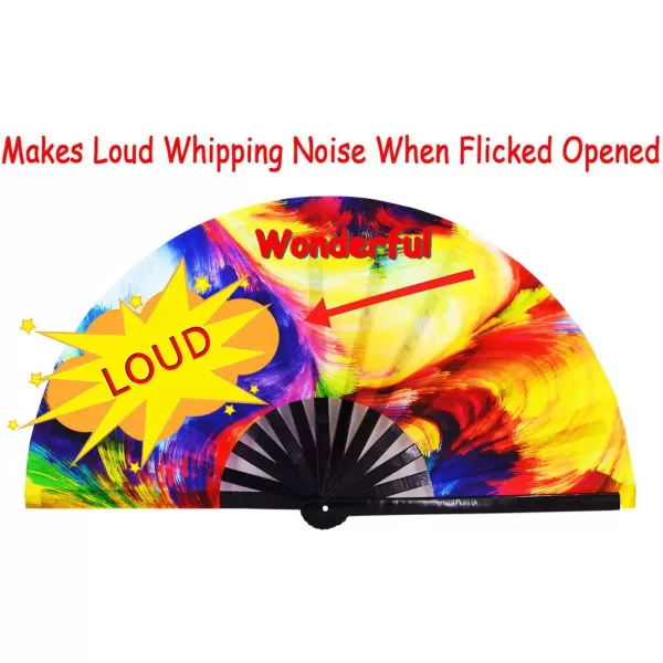 Amajiji Large Rave Folding Hand Fan for MenWomen ChineaseJapanese Bamboo Hand Fan Festival Accessories Performance Decoration Gift Dance Handheld Fan Electromagnetic LightOcean