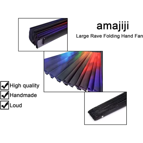 Amajiji Rave Festival Accessories Large Folding Hand Fan for Women Men ChineaseJapanese Handheld Fan Bamboo Fan Dance Fan Gift Fan Craft Fan AuroraAurora