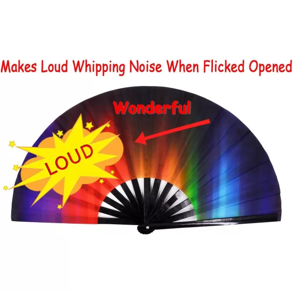 Amajiji Rave Festival Accessories Large Folding Hand Fan for Women Men ChineaseJapanese Handheld Fan Bamboo Fan Dance Fan Gift Fan Craft Fan AuroraAurora