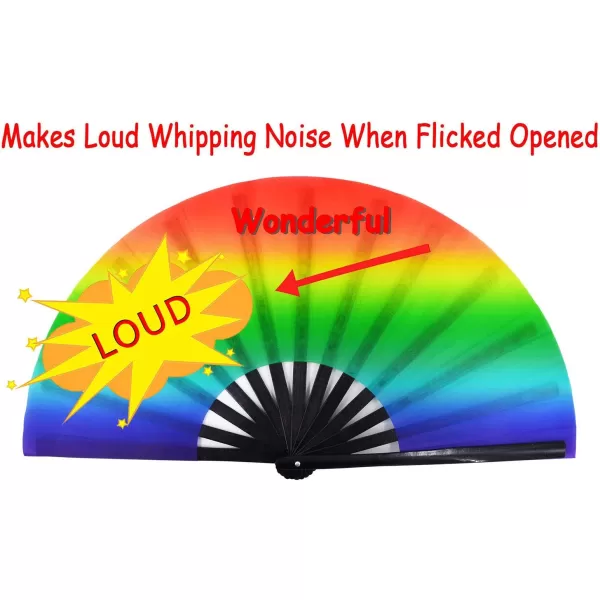 Amajiji Rave Festival Accessories Large Folding Hand Fan for Women Men ChineaseJapanese Handheld Fan Bamboo Fan Dance Fan Gift Fan Craft Fan AuroraSunrise