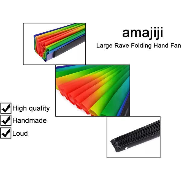 Amajiji Rave Festival Accessories Large Folding Hand Fan for Women Men ChineaseJapanese Handheld Fan Bamboo Fan Dance Fan Gift Fan Craft Fan AuroraSunrise