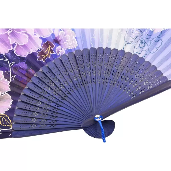Amajiji Women Ladys Girls 827quot21cm Folding Fan Hand FanHand Held Silk Folding Fan with Bamboo FrameChineaseJapanese Vintage Retro Style Blue196