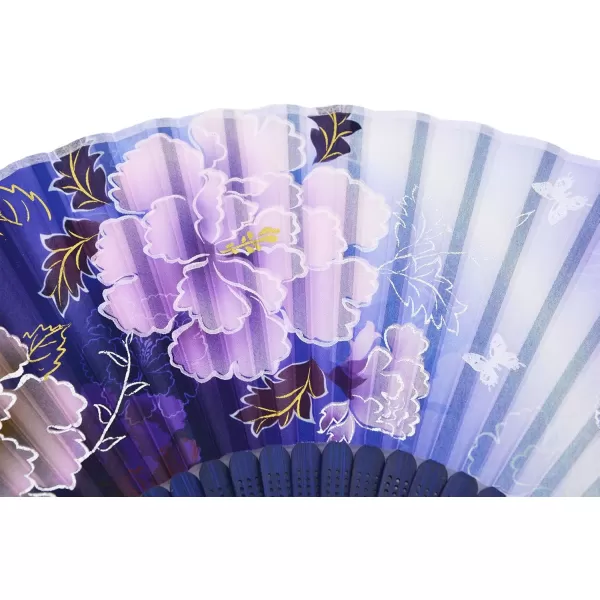 Amajiji Women Ladys Girls 827quot21cm Folding Fan Hand FanHand Held Silk Folding Fan with Bamboo FrameChineaseJapanese Vintage Retro Style Blue196