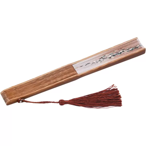Amajiji Women Ladys Girls 827quot21cm Folding Fan Hand FanHand Held Silk Folding Fan with Bamboo FrameChineaseJapanese Vintage Retro Style Brown