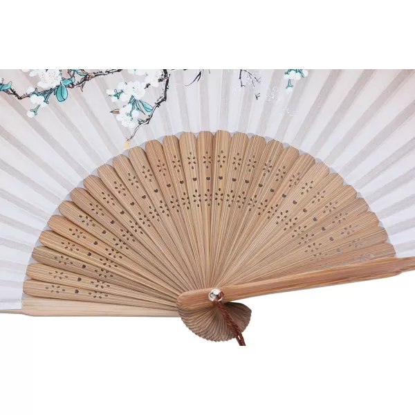 Amajiji Women Ladys Girls 827quot21cm Folding Fan Hand FanHand Held Silk Folding Fan with Bamboo FrameChineaseJapanese Vintage Retro Style Brown