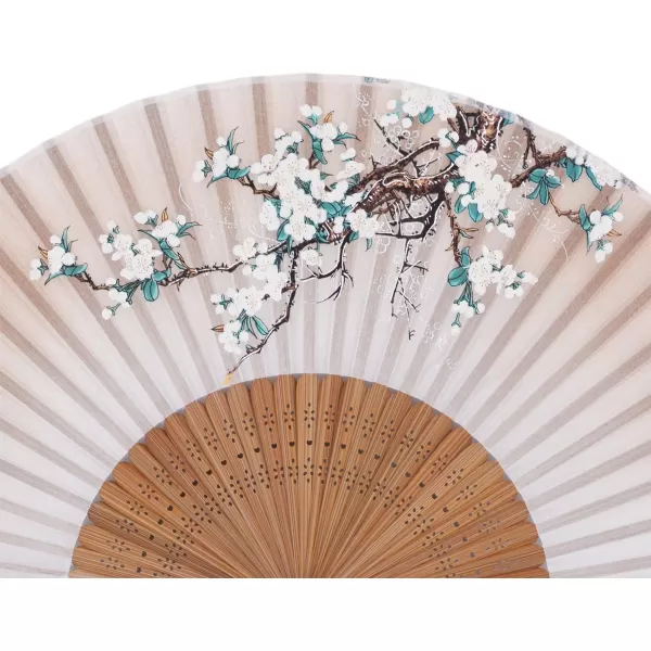 Amajiji Women Ladys Girls 827quot21cm Folding Fan Hand FanHand Held Silk Folding Fan with Bamboo FrameChineaseJapanese Vintage Retro Style Brown