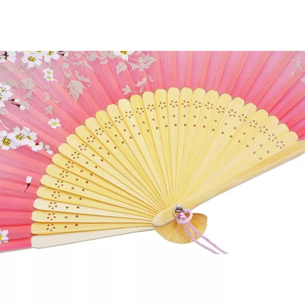 Amajiji Women Ladys Girls 827quot21cm Folding Fan Hand FanHand Held Silk Folding Fan with Bamboo FrameChineaseJapanese Vintage Retro Style Pink