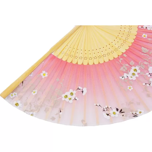 Amajiji Women Ladys Girls 827quot21cm Folding Fan Hand FanHand Held Silk Folding Fan with Bamboo FrameChineaseJapanese Vintage Retro Style Pink