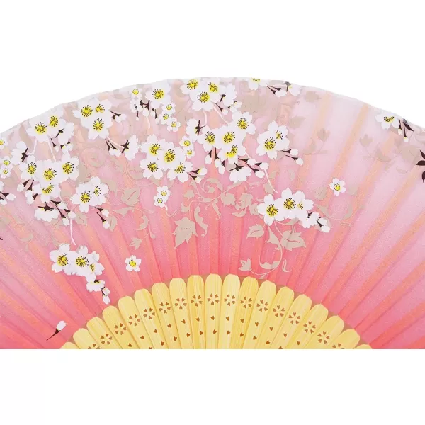 Amajiji Women Ladys Girls 827quot21cm Folding Fan Hand FanHand Held Silk Folding Fan with Bamboo FrameChineaseJapanese Vintage Retro Style Pink