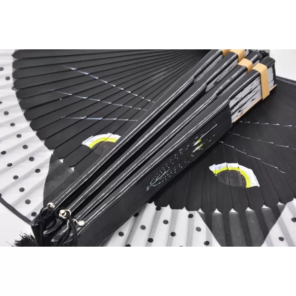 Amajiji Women Lovely Black Cat Folding Silk Fan Handheld Fan for Wedding Dancing Church Party Gifts Black
