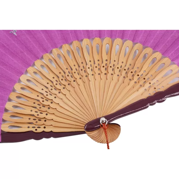 Amajiji folding fans for women 827quot21cm Women Hand Held Silk Folding Fans with Bamboo Frame Hollow Carve Patterns Bamboo Frame Women Hand Folding Fans Hand Fan Gift fan Wine Red