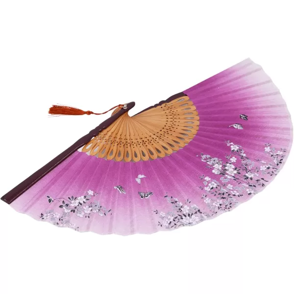 Amajiji folding fans for women 827quot21cm Women Hand Held Silk Folding Fans with Bamboo Frame Hollow Carve Patterns Bamboo Frame Women Hand Folding Fans Hand Fan Gift fan Wine Red