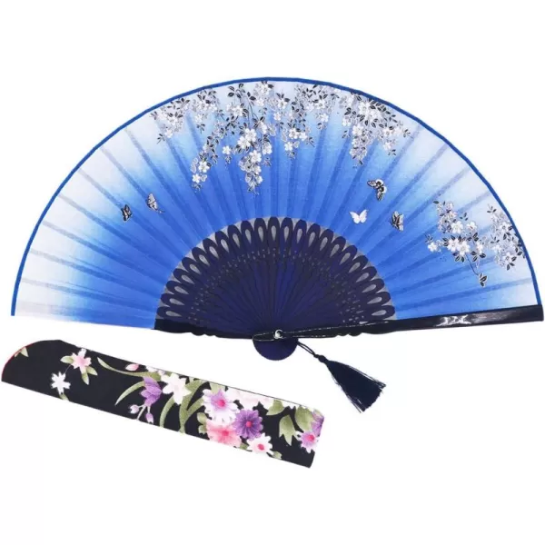 Amajiji 827quot Beautiful HandCrafted Chinese Japanese Hand held Folding Fan with FirstClass Bamboo Spins Traditonal Silk Fabrics HBSY 007
