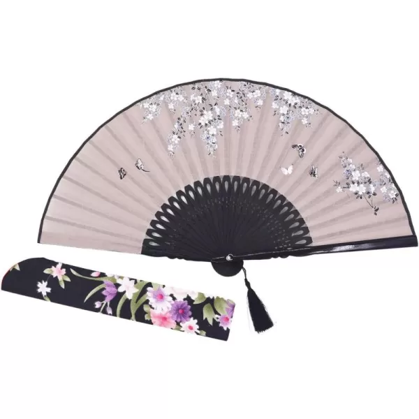 Amajiji 827quot Beautiful handcrafted Chinese Japanese hand held folding fan with firstclass bamboo spins and high quality traditonal silk fabrics HBSY 006