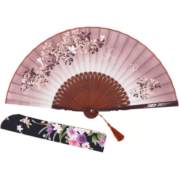 Amajiji 827quot Beautiful handcrafted Chinese Japanese hand held folding fan with firstclass bamboo spins and high quality traditonal silk fabrics HBSY 009