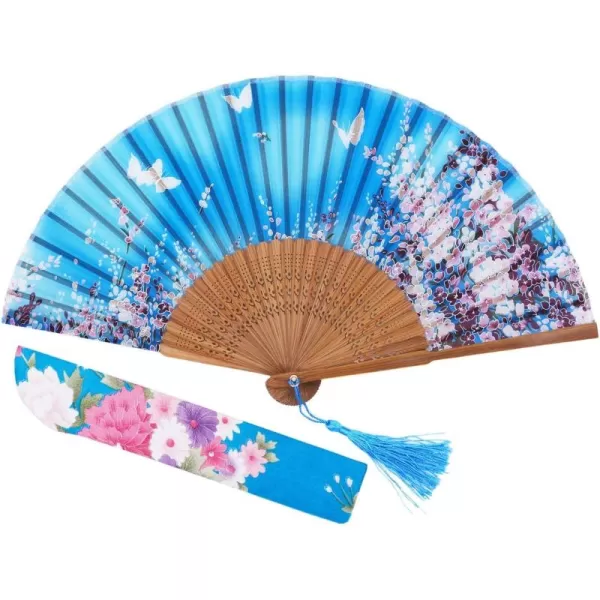 Amajiji 827quot Women Folding Fan Hand FanChineaseJapanese Vintage Retro Style For Women Ladys Girls AM02
