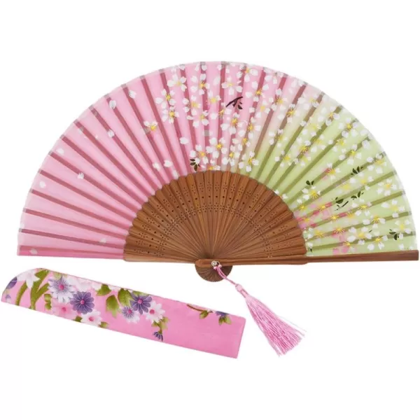 Amajiji Charming Elegant Modern Woman Handmade Bamboo Silk 827quot 21cm Folding Pocket Purse Hand Fan AM01Am01