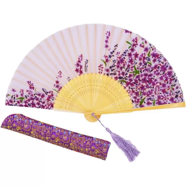 Amajiji Charming Elegant Modern Woman Handmade Bamboo Silk 827quot 21cm Folding Pocket Purse Hand Fan BlackCzt01