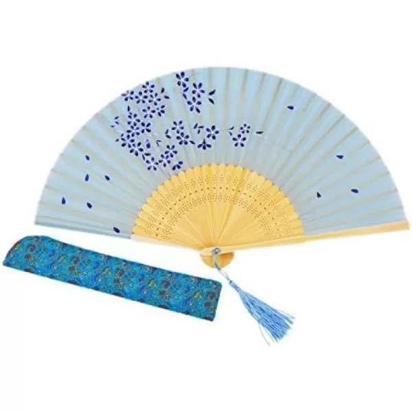 Amajiji Charming Elegant Modern Woman Handmade Bamboo Silk 827quot 21cm Folding Pocket Purse Hand Fan BlackCzt03