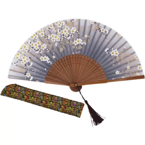 Amajiji Charming Elegant Modern Woman Handmade Bamboo Silk 827quot 21cm Folding Pocket Purse Hand Fan BlackCzt06