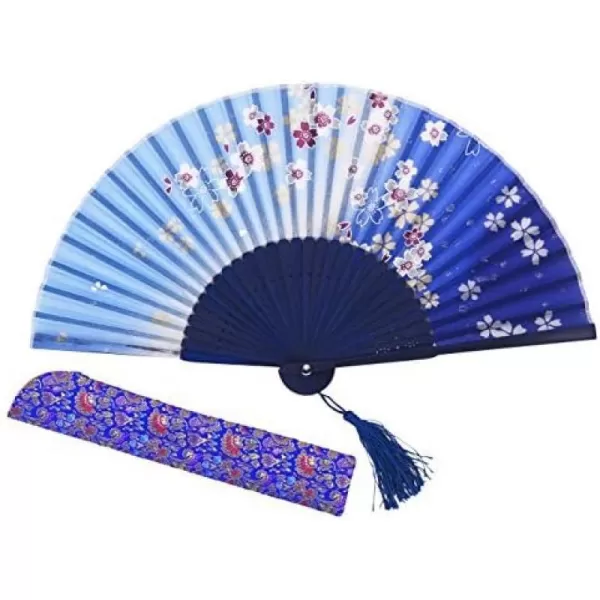 Amajiji Charming Elegant Modern Woman Handmade Bamboo Silk 827quot 21cm Folding Pocket Purse Hand Fan BlackCzt08