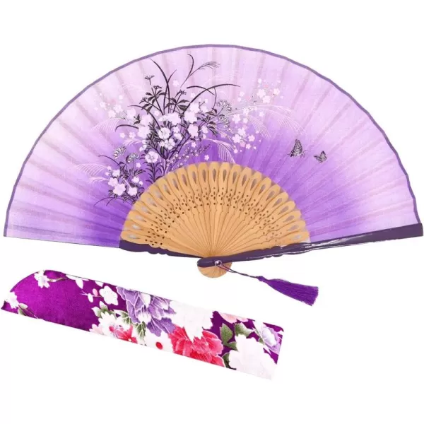 Amajiji Charming Elegant Modern Woman Handmade Bamboo Silk 827quot 21cm Folding Pocket Purse Hand Fan BlackCzt09
