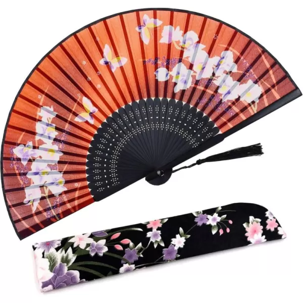Amajiji Charming Elegant Modern Woman Handmade Bamboo Silk 827quot 21cm Folding Pocket Purse Hand Fan BlackCzt21
