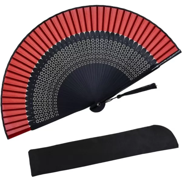 Amajiji Charming Elegant Modern Woman Handmade Bamboo Silk 827quot 21cm Folding Pocket Purse Hand Fan BlackCzt23