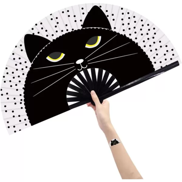 Amajiji Large Folding Fan ChineaseJapanese Bamboo and NylonCloth Folding Hand Fan Hand Folding Fans for WomenMen Hand Fan Festival Fan Gift Fan Folding Fan Dance Fan Black atBlack at