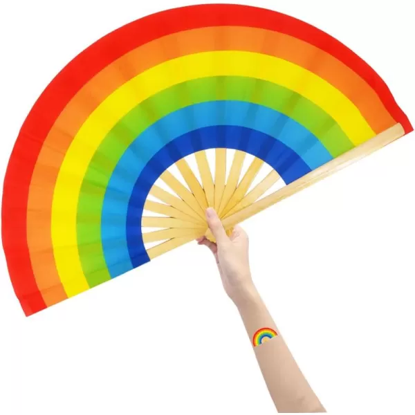 Amajiji Large Folding Fan ChineaseJapanese Bamboo and NylonCloth Folding Hand Fan Hand Folding Fans for WomenMen Hand Fan Festival Fan Gift Fan Folding Fan Dance Fan Black atRainbow
